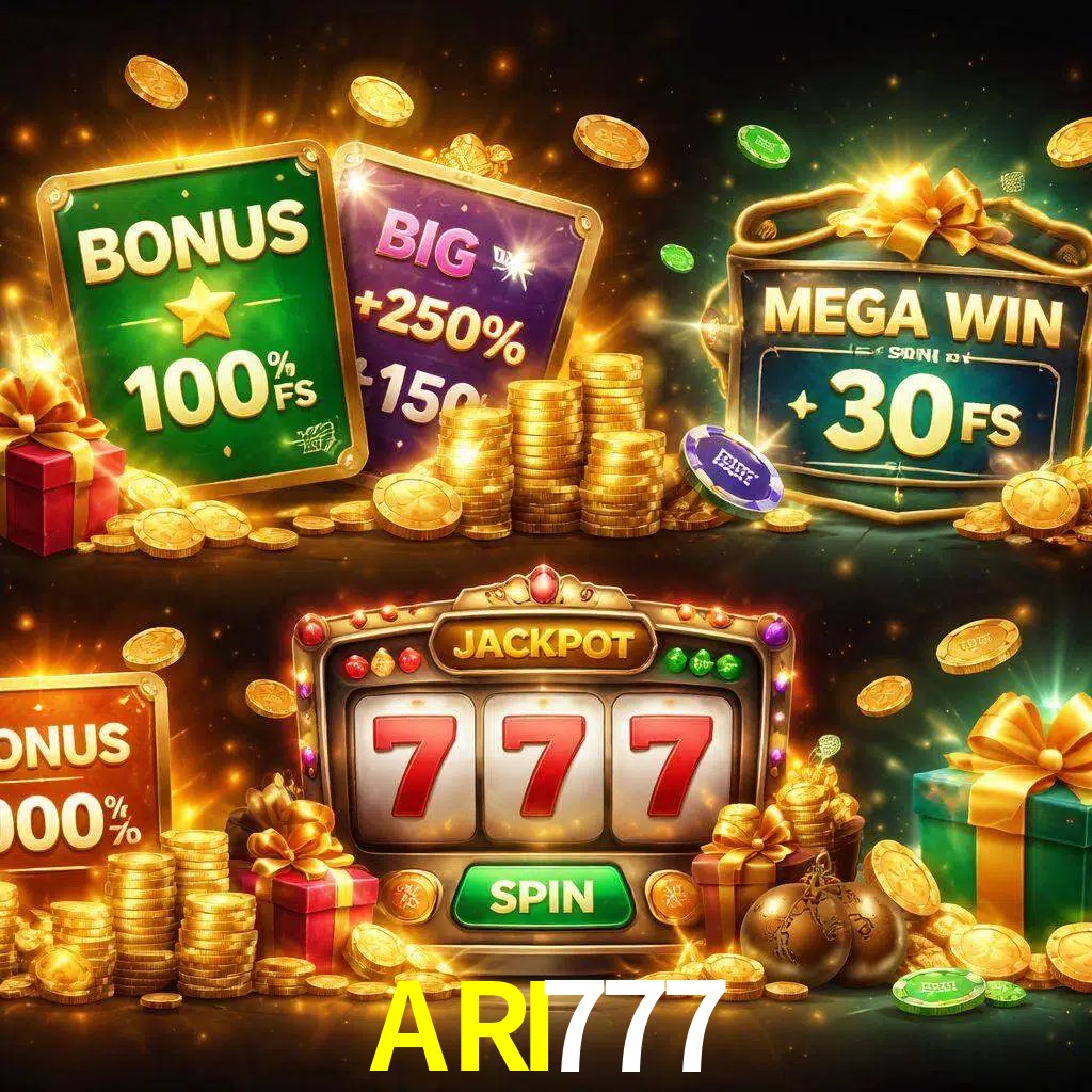 Tipos de bonos ARI777 incluyendo recompensas de bienvenida y promociones continuas